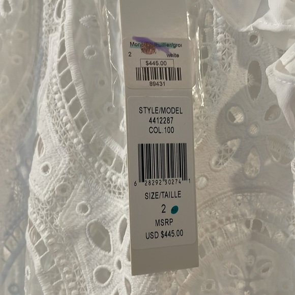 NWT ML Monique Lhuillier - White Mini Shift Dress Lace  Size 2 - Picture 3 of 6